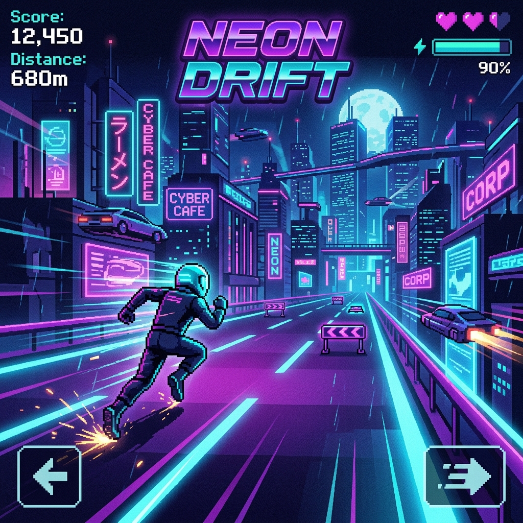 Neon Drift — cyberpunk endless runner screenshot